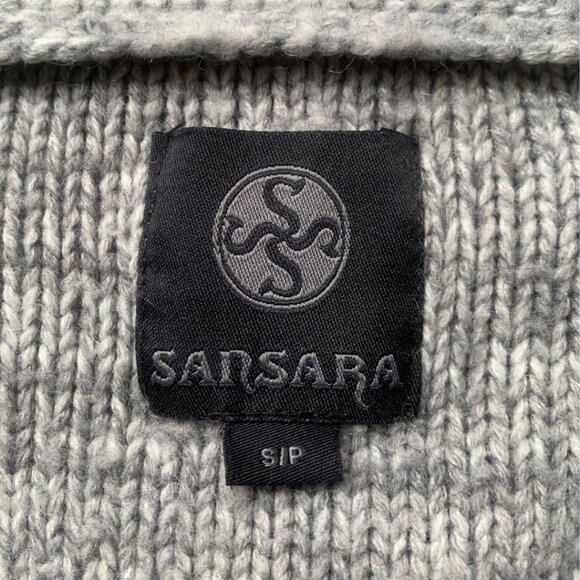 Sansara Fair Isle Cardigan Sweater Gray Women’s Small - Picture 2 of 5